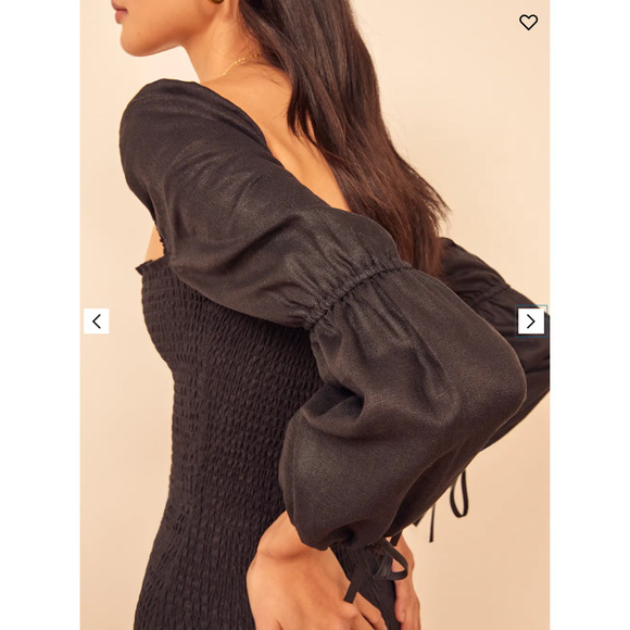 Reformation M Hilary 100% Linen Mini Dress Long Sleeve Bodycon Square Neck Black - Picture 8 of 8